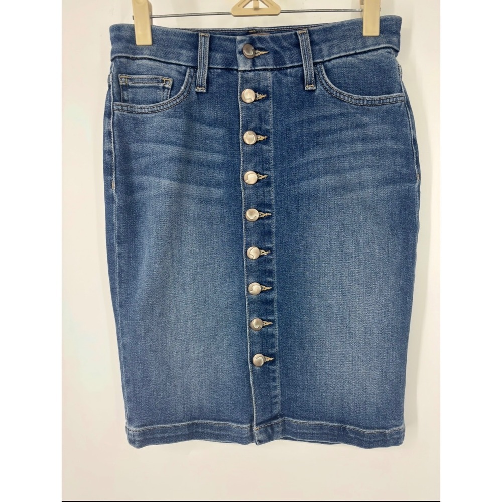 Joes Jeans Kerrigan Button Front Denim Skirt Medium Wash Blue Pencil Size 25